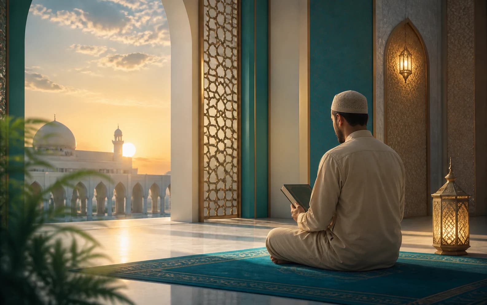 A Muslim reciting in a peaceful mosque for Maulidur Rasul